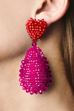 Sachin & Babi Adeline Earrings - Faceted Beads Ruby/Raspberry Best