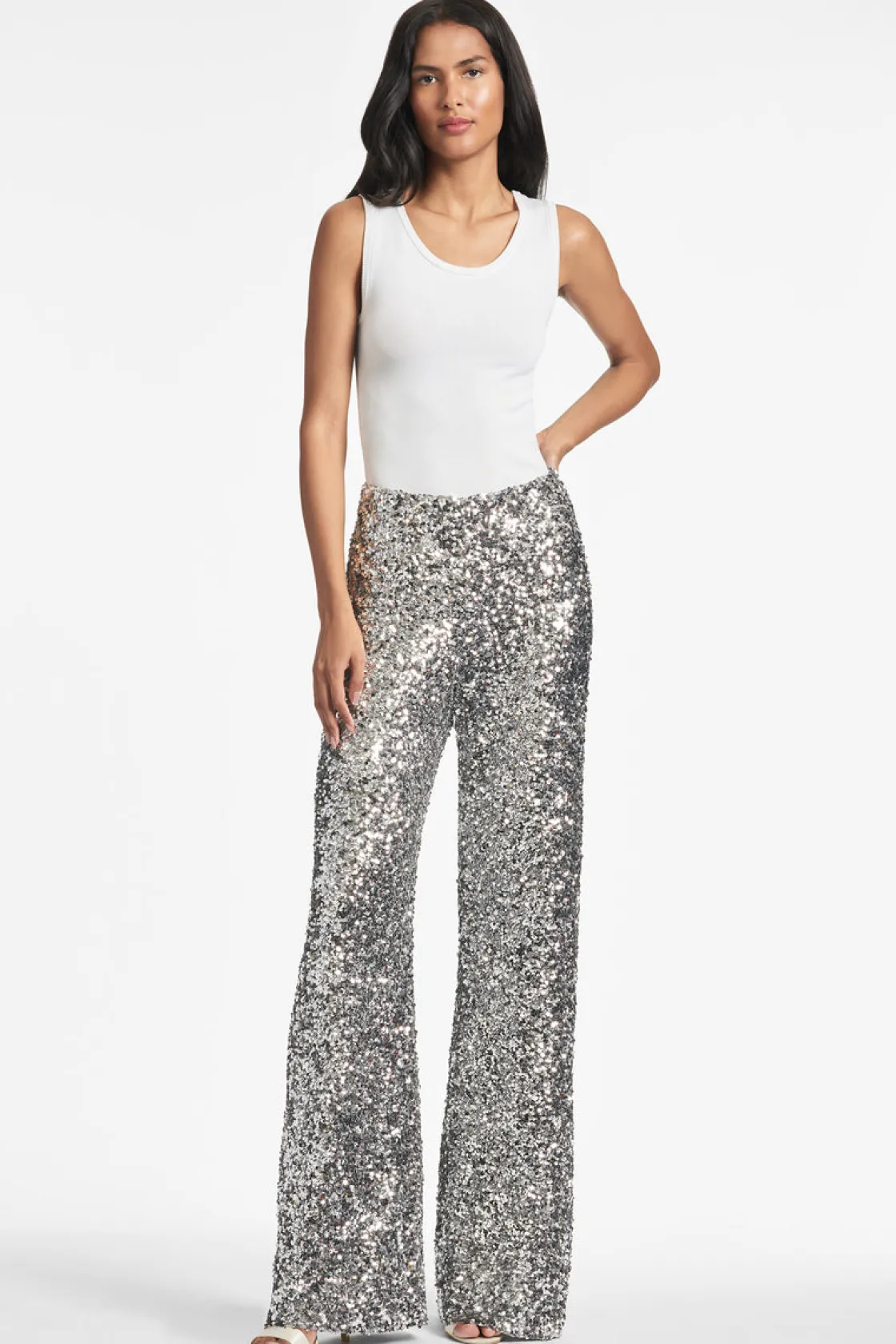 Sachin & Babi Alli Pant - Silver Sequins Flash Sale