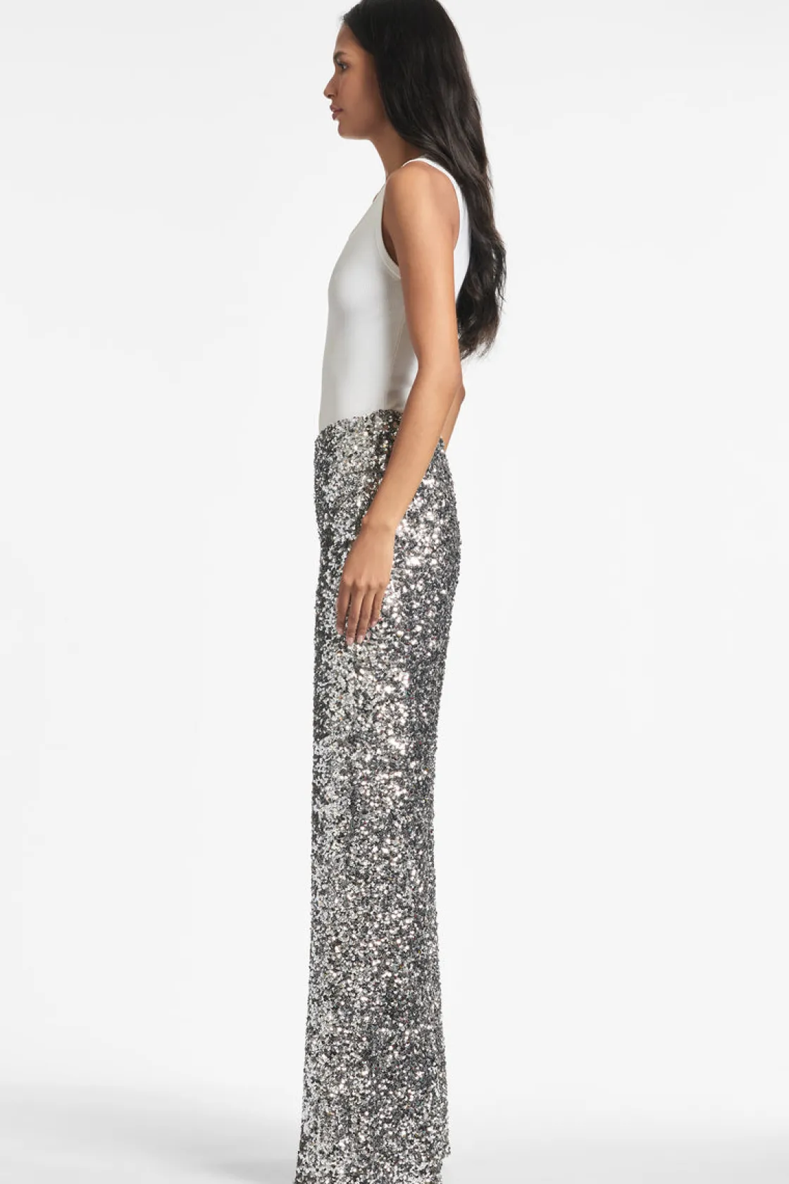 Sachin & Babi Alli Pant - Silver Sequins Flash Sale