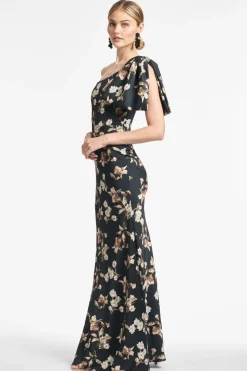 Sachin & Babi Aubrey Gown - Black Venetia Petal Sale
