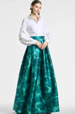 Sachin & Babi Ava Skirt - Emerald Watercolor Floral New