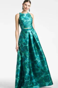 Sachin & Babi Ava Skirt - Emerald Watercolor Floral New