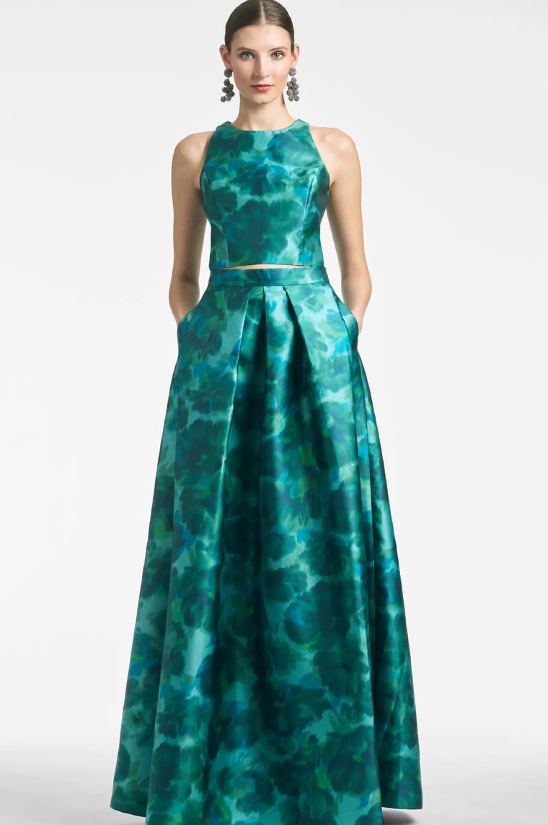 Sachin & Babi Ava Skirt - Emerald Watercolor Floral New