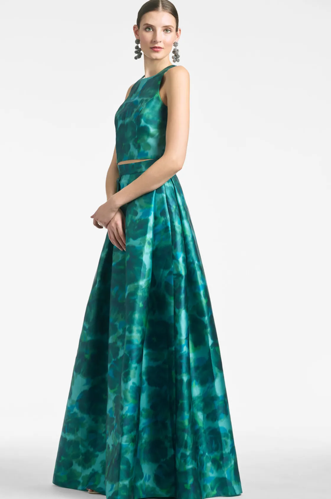 Sachin & Babi Ava Skirt - Emerald Watercolor Floral New