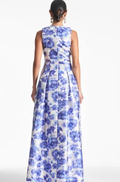 Sachin & Babi Brooke Gown - Azure Watercolor Floral Cheap