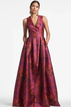 Sachin & Babi Brooke Gown - Raspberry Bouquet Multi Flash Sale