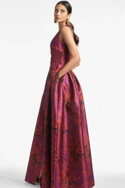 Sachin & Babi Brooke Gown - Raspberry Bouquet Multi Flash Sale