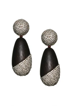 Sachin & Babi Christina Earrings - Wood / Crystals Panto Wood & Amber Flash Sale