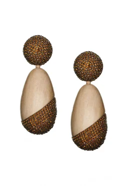Sachin & Babi Christina Earrings - Wood / Crystals Panto Wood & Amber Flash Sale