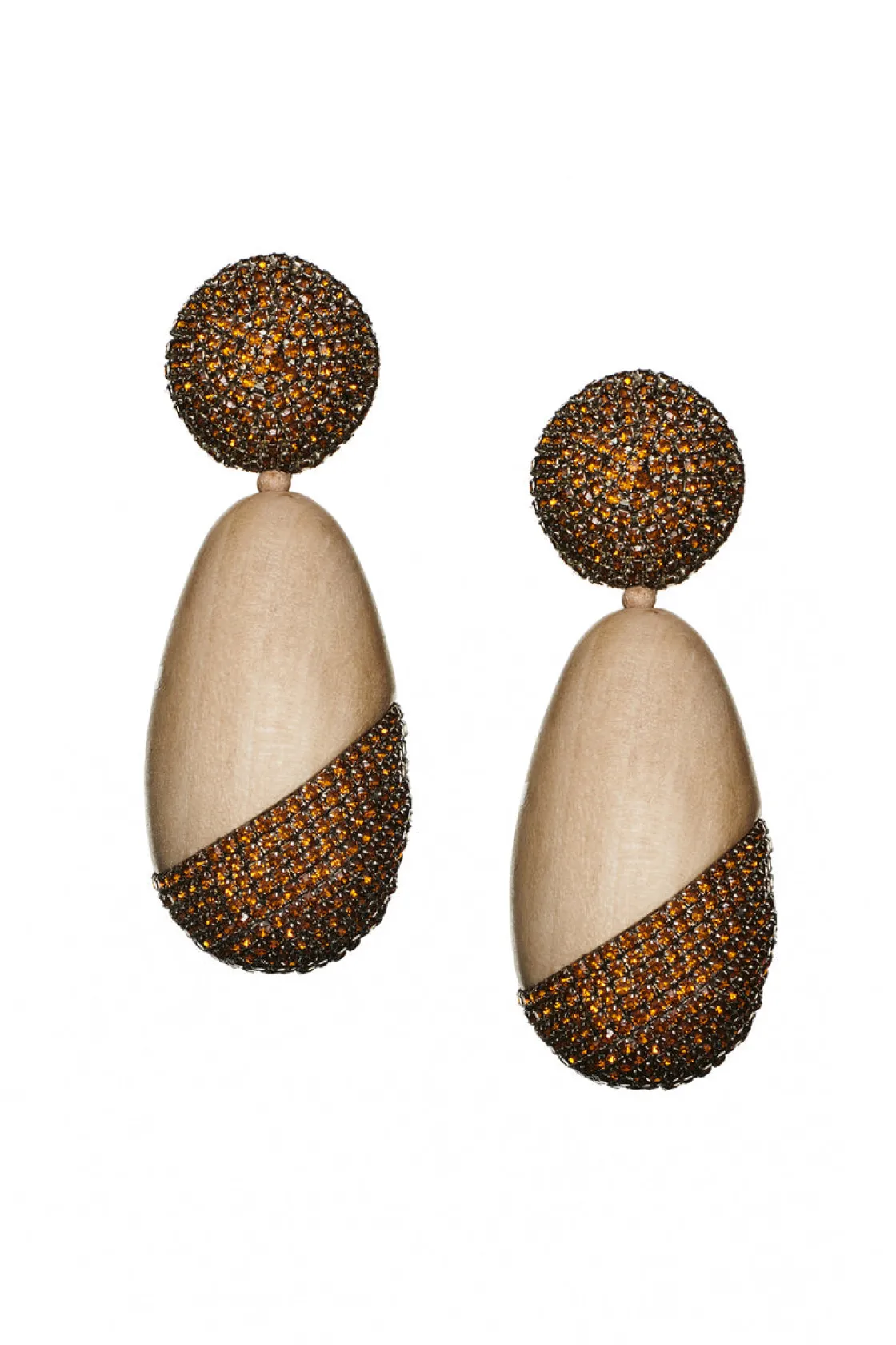 Sachin & Babi Christina Earrings - Wood / Crystals Panto Wood & Amber Flash Sale
