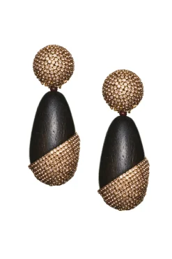 Sachin & Babi Christina Earrings - Wood / Crystals Panto Wood & Amber Flash Sale