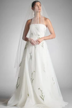 Sachin & Babi Damira Veil - White/Embroidered Floral White/Embroidered Floral Discount