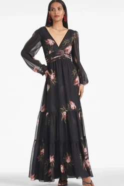 Sachin & Babi Jules Gown - Noir Blossom Clearance