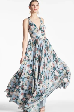 Sachin & Babi Kenzia Gown - Ice Blue Garden Cheap