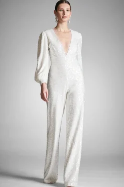 Sachin & Babi Presly Jumpsuit - Ivory Sequins Clear/Ivory Discount