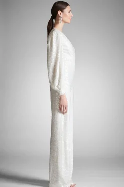 Sachin & Babi Presly Jumpsuit - Ivory Sequins Clear/Ivory Discount