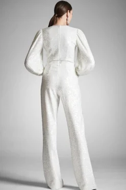 Sachin & Babi Presly Jumpsuit - Ivory Sequins Clear/Ivory Discount