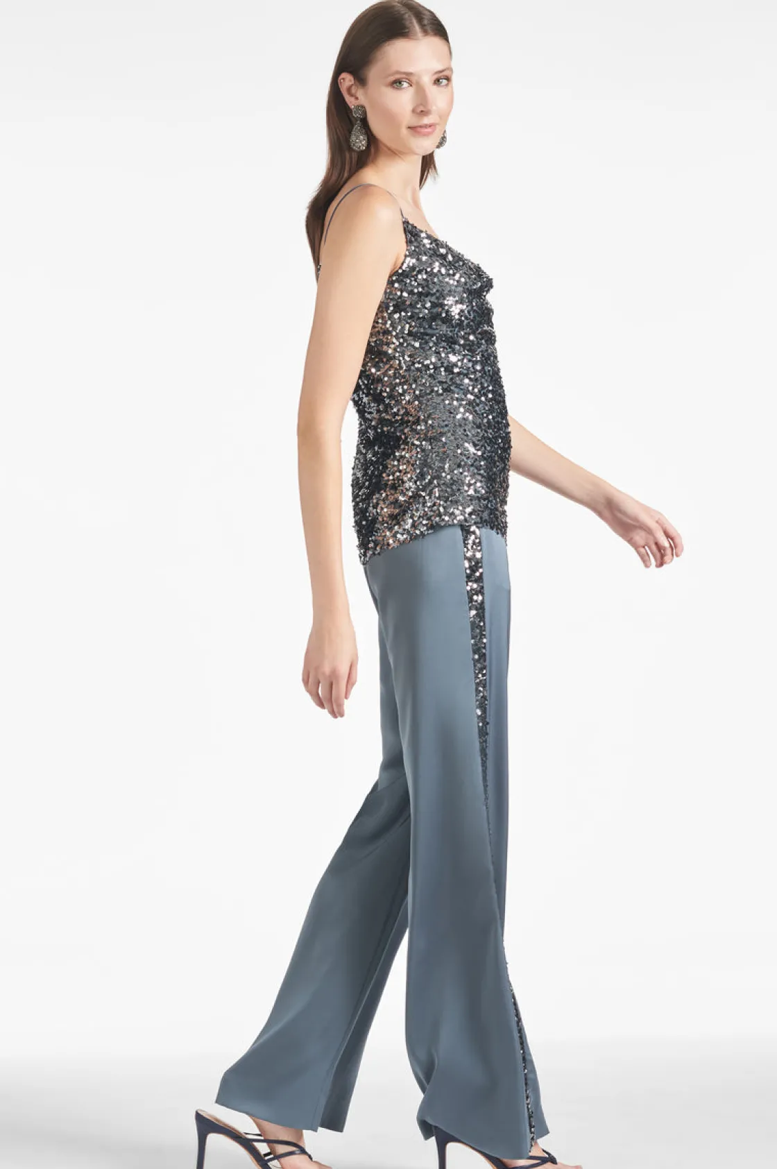 Sachin & Babi Tuxedo Sequin Alli Pant - Gunmetal Best Sale