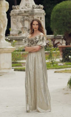 Sachin & Babi Valentina Gown - Silver Cheap