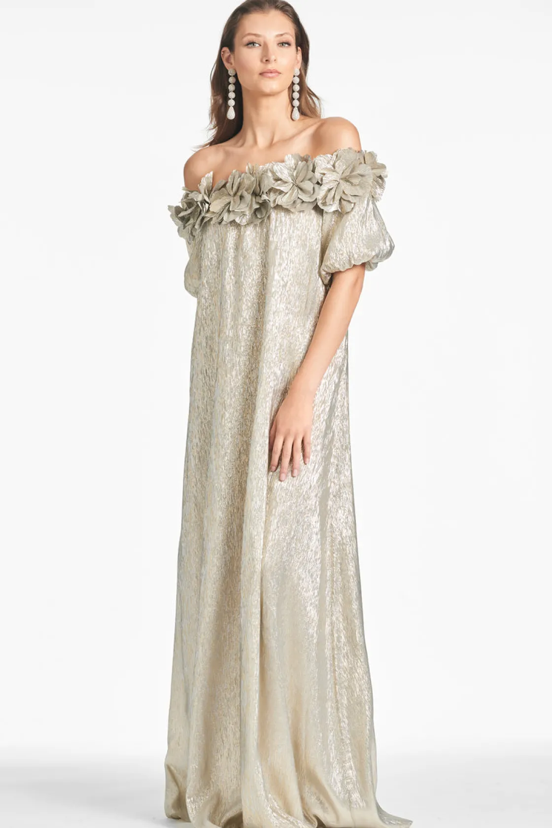 Sachin & Babi Valentina Gown - Silver Cheap