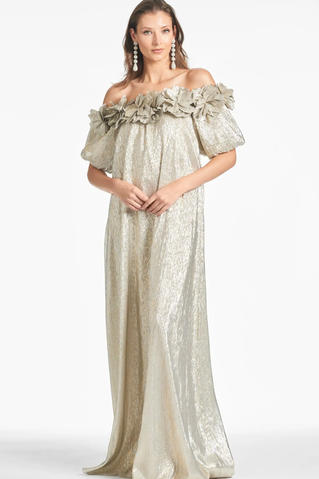 Sachin & Babi Valentina Gown - Silver Cheap