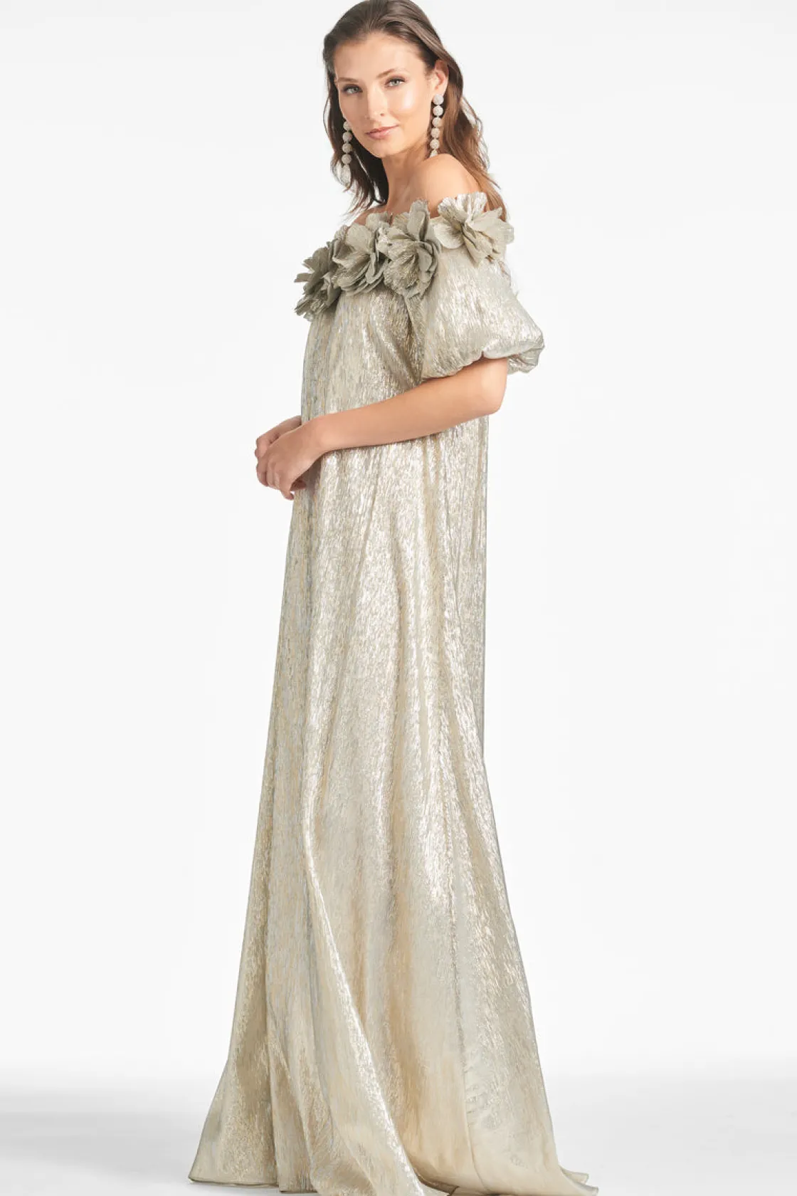 Sachin & Babi Valentina Gown - Silver Cheap