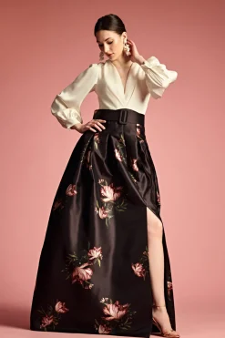 Sachin & Babi Zoe Gown - Ivory/Noir Blossom Ivory/Noir Blossom Flash Sale