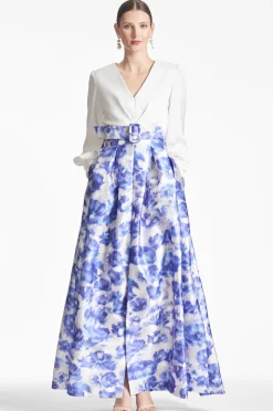 Sachin & Babi Zoe Gown - Off White/Azure Watercolor Off White/Azure Watercolor Outlet