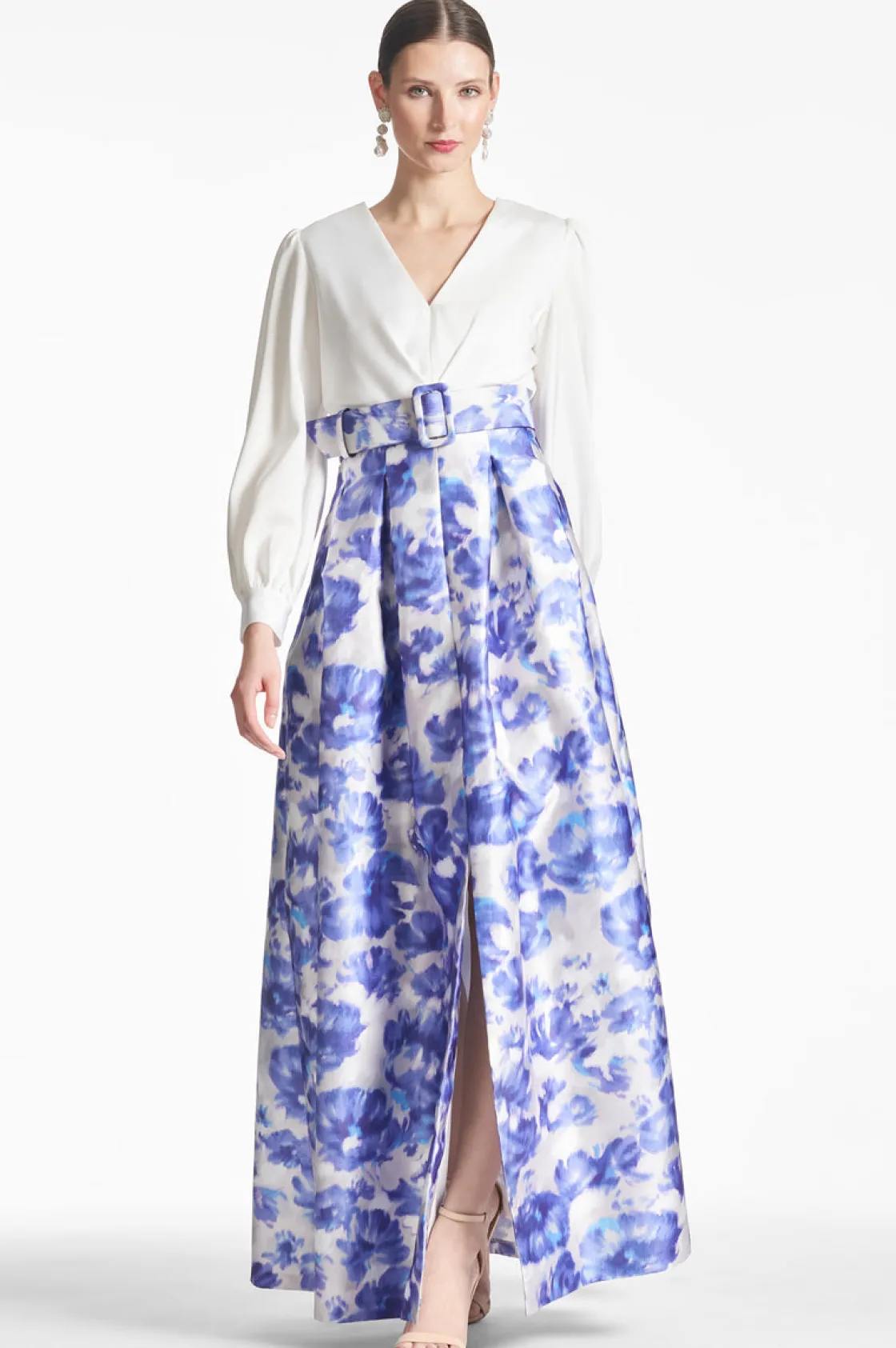 Sachin & Babi Zoe Gown - Off White/Azure Watercolor Off White/Azure Watercolor Outlet