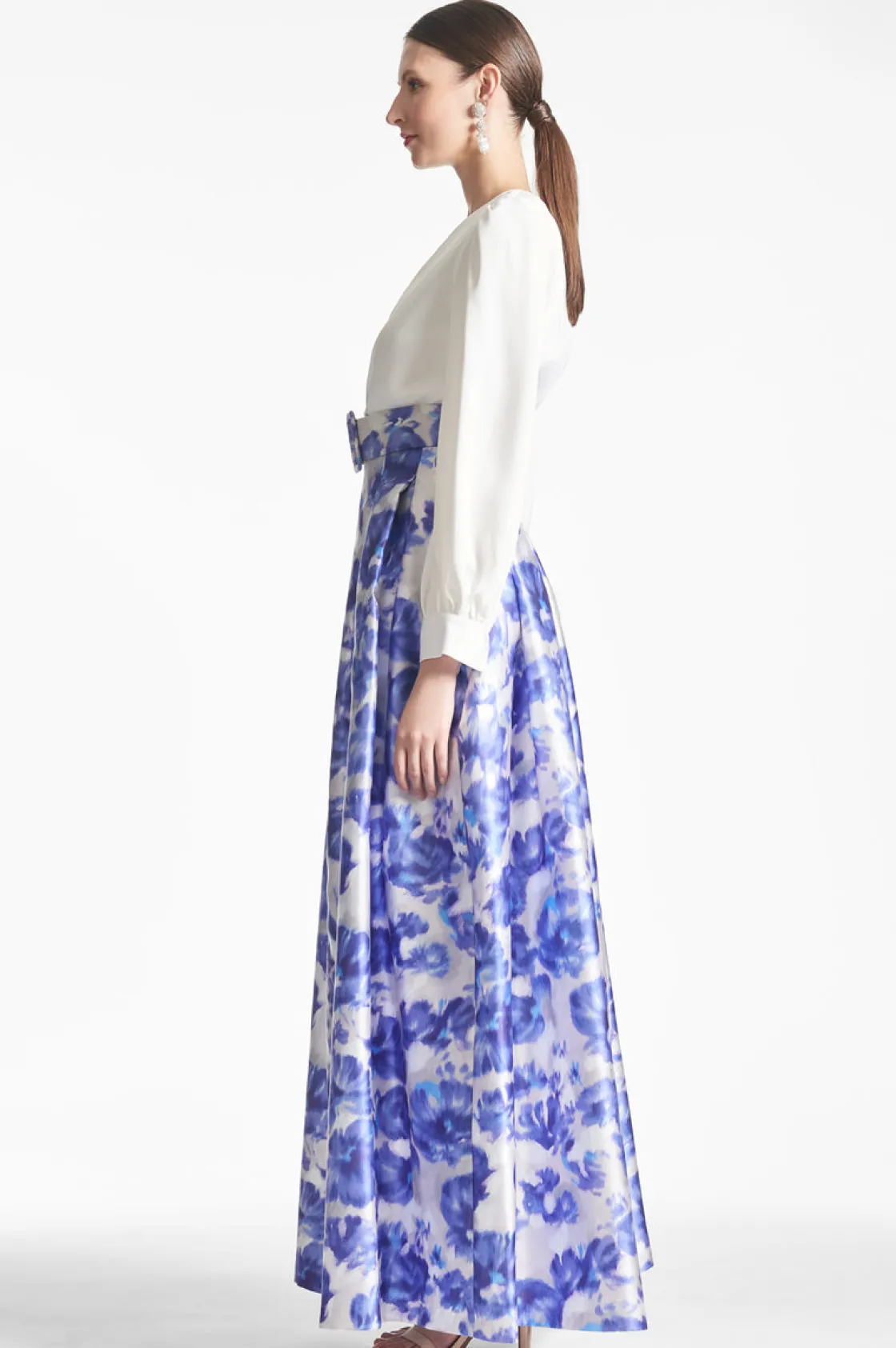 Sachin & Babi Zoe Gown - Off White/Azure Watercolor Off White/Azure Watercolor Outlet