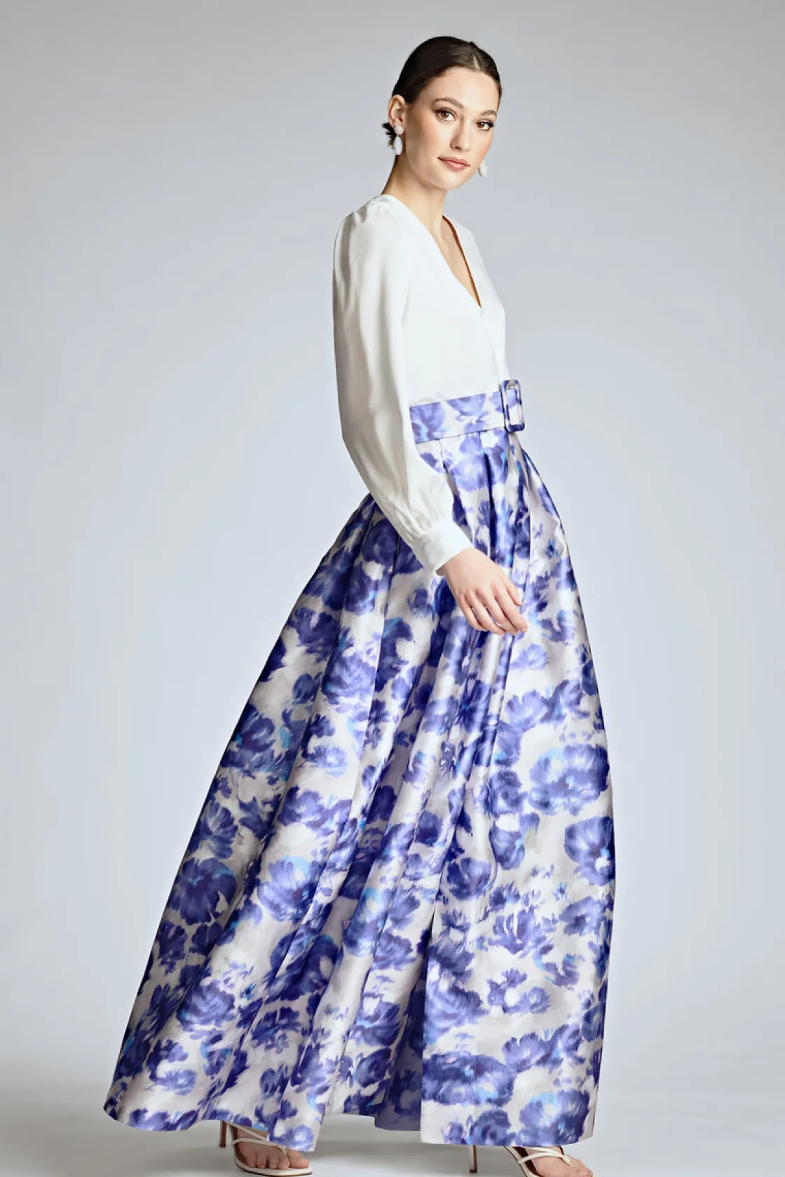 Sachin & Babi Zoe Gown - Off White/Azure Watercolor Off White/Azure Watercolor Outlet