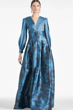 Sachin & Babi Zoe Gown - Smokey Slate/Tonal Petal Smokey Slate/Tonal Petal Outlet