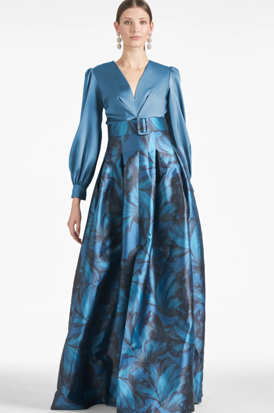 Sachin & Babi Zoe Gown - Smokey Slate/Tonal Petal Smokey Slate/Tonal Petal Outlet